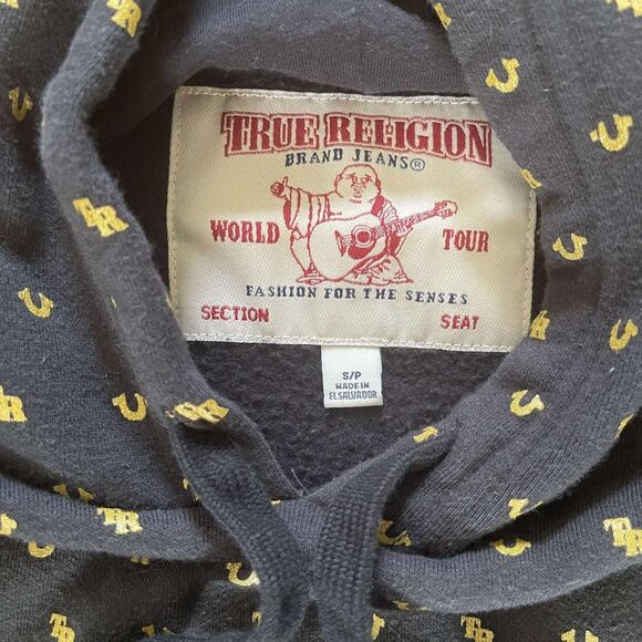 True Religion Men's Black and Gold Hoodie - Picture 3 of 3